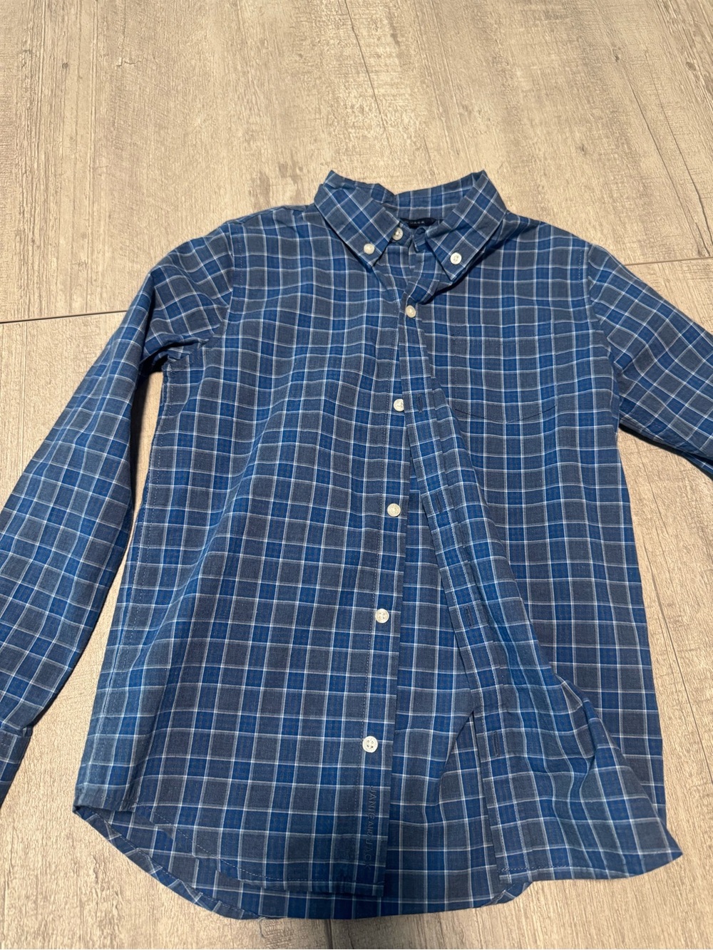 Janie and Jack Navy & Light Blue Plaid Button-Down Shirt